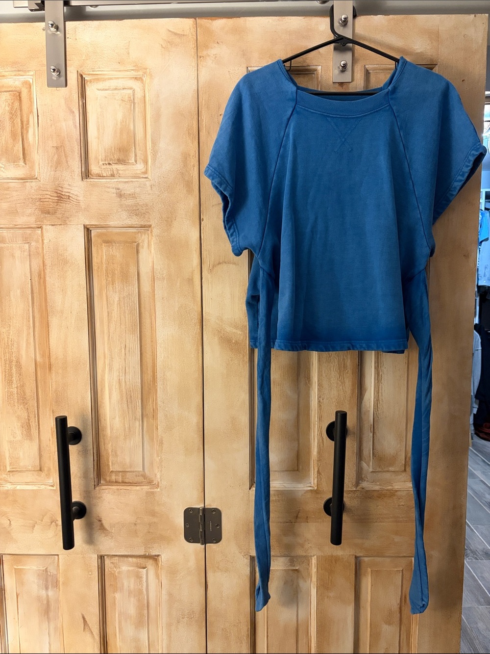 Women's Blue Tie Sweatshirt Top - Picture 2 of 3